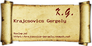 Krajcsovics Gergely névjegykártya